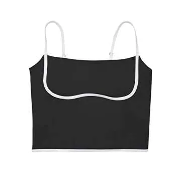 Cyanstyle Square Neck Tank Tops for Women Yoga Long Lined Sports Bra Padded Workout Crop Top Fitness Black Large