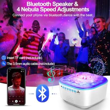 JUZIHAO Star Projector - Galaxy Night Light with Bluetooth Speaker