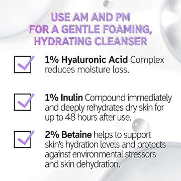 The INKEY List Hyaluronic Acid Cleanser, Daily Hydrating Face Cleanser, Helps Hydrate Skin and Lock In Moisture, Removes Makeup, For All Skin Types, 5 fl oz