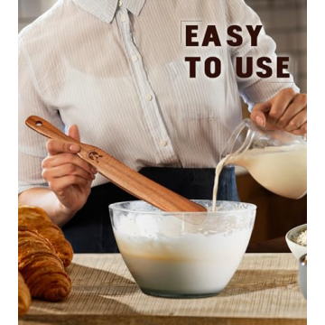 Skinny Spurtle for Sourdough Starter, Mixing, Reaching Bottom of Jar, Dough Whisk, Natural from High Moist Resistance Teak, Spurtles Kitchen Tools Wooden Kitchen Utensils for NonStick Cookware