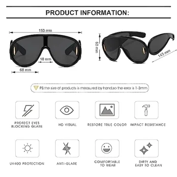 Wave Mask Oversized Sunglasses UV400 for Men Women