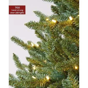 AMERZEST Pre-lit Christmas Tree 6.5ft Premium Blue Spruce Artificial Christmas Tree with 700 Dual Color LED Lights, Full Hinged Fir Xmas Tree Multicolor and White Lights