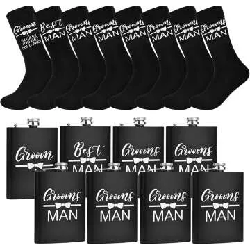 Groomsmen Socks and Flask Set for Weddings