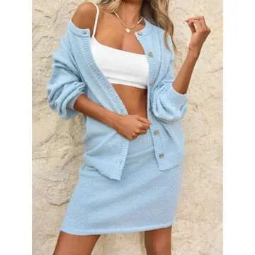Tankaneo Womens Chic 2 Piece Sweater Skirt Set