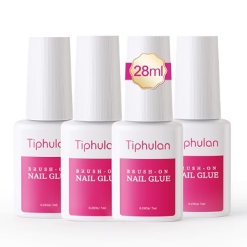 TIPHULAN 28ml Brush On Nail Glue for Press On, Acrylic Nails - Super Strong, Durable & Long-Lasting,...