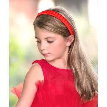 DEEKA 3 PCS Woven Headband Uniform Headband Hair Accessories Grosgrain Ribbon Weaved Hair Band for Women Girls Teens Football Softball Cheer Sports (Black&Red)