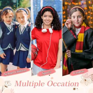 DEEKA 3 PCS Woven Headband Uniform Headband Hair Accessories Grosgrain Ribbon Weaved Hair Band for Women Girls Teens Football Softball Cheer Sports (Black&Red)