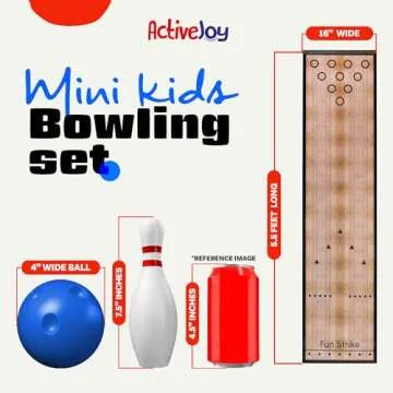 ActiveJoy - Mini Kids Bowling Set - Bowling Games for Kids Indoor - Bowling Alley Toy with Lane, 10 pins, 2 Balls for Family & Friends - 2-5 Years Old.