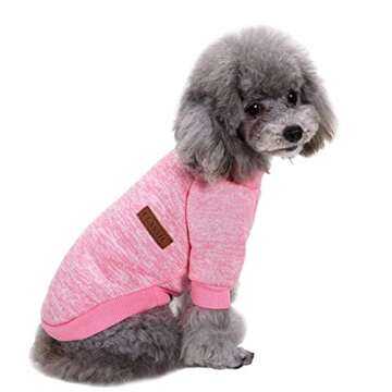 Jecikelon Dog Clothes Dogs Sweater Soft Puppies Clothing Winter Puppy Sweaters Warm Outfit for Dogs Small XXS XS Cat Apparel (Pink, M)