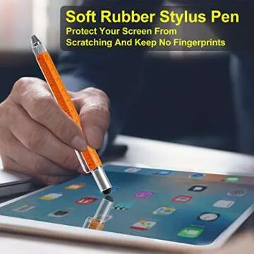 Gifts for Men Dad Him, 9 in 1 Multitool Pen Set with LED, Stylus, Level, Screwdriver, Flathead, Valentines Day Gifts for Men Gifts for Dad, Birthday Gifts for Men, Him, Husband, Father, Orange