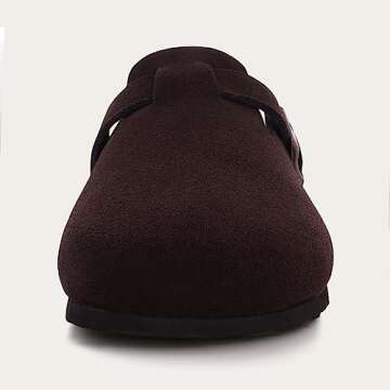 KIDMI Women's Suede Clogs Leather Mules Cork Footbed Sandals Potato Shoes with Arch Support Coffee 39 (Size 7.5-8)