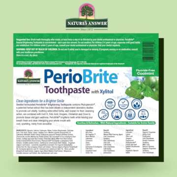 Nature's Answer PerioBrite Toothpaste, Cool Mint, 4-Ounce (Pack of 2) Fluoride Free with CoQ10 & Folic Acid | Whitens Teeth | Freshens Breath | Removes Plaque | Minimizes Dry Mouth