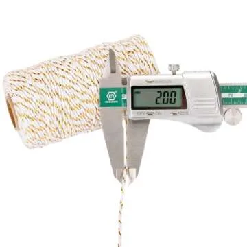 jijAcraft 328Feet Twine String, 2mm White Christmas Twine String with Gold Wire, Cotton Baker Twine, Christmas String, Heavy Duty Packaging String for DIY Crafts and Gift Wrapping