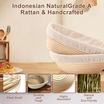 Unicherry Banneton Bread Proofing Basket Set, 9-inch Round & 10-inch Oval Sourdough Proofing Basket ...