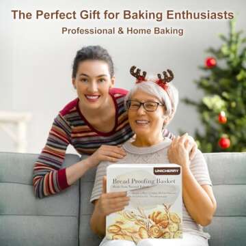 Unicherry Banneton Bread Proofing Basket Set, 9-inch Round & 10-inch Oval Sourdough Proofing Basket with 6 Baking Tools, Sourdough Starter Kit for Professional and Home Baking, Perfect Holiday Gifts