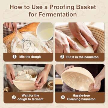 Unicherry Banneton Bread Proofing Basket Set, 9-inch Round & 10-inch Oval Sourdough Proofing Basket with 6 Baking Tools, Sourdough Starter Kit for Professional and Home Baking, Perfect Holiday Gifts