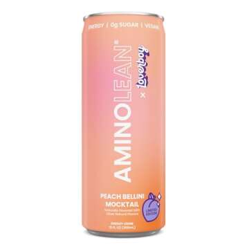 AminoLean x Loverboy Peach Bellini Energy Drink – Sugar Free Anytime Energy with Natural Caffeine ...