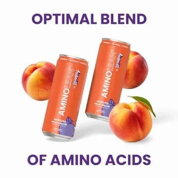 AminoLean x Loverboy Peach Bellini Energy Drink – Sugar Free Anytime Energy with Natural Caffeine & Vegan Amino Acids for No Jitters, Tingles, or Crash, 12 Pack
