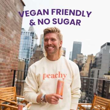 AminoLean x Loverboy Peach Bellini Energy Drink – Sugar Free Anytime Energy with Natural Caffeine & Vegan Amino Acids for No Jitters, Tingles, or Crash, 12 Pack
