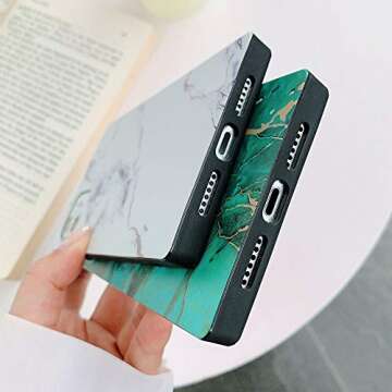 KERZZIL Compatible with iPhone 11 Square Marble Case, Slim Elegant Matte Soft TPU Silicone Gel Shockproof Protective and Durable Cases Cover for Apple iPhone 11 6.1-inch(White)