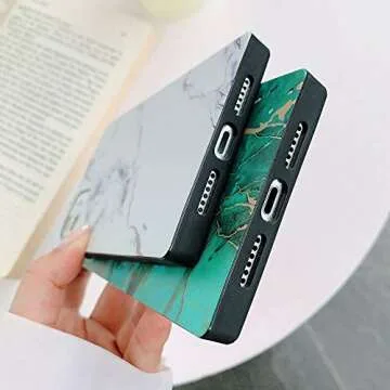 KERZZIL Compatible with iPhone 11 Square Marble Case, Slim Elegant Matte Soft TPU Silicone Gel Shockproof Protective and Durable Cases Cover for Apple iPhone 11 6.1-inch(White)