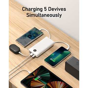 VEEKTOMX 20000mAh Power Bank - Built-in Cables for All