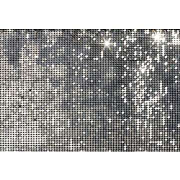 YongFoto 6x4ft Disco Party Backdrop Sliver Sequins Photography Background Glitter Halos Wedding Birthday Cake Table Banner 70s Theme Decorations