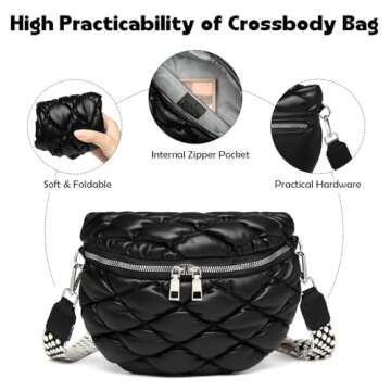 Eslcorri Crossbody Bags for Women - Fashion Sling Purse Shoulder Bag Fanny Pack Leather Causal Chest Bum Bag with Adjustable Wide Strap for Workout Traveling Running Shopping