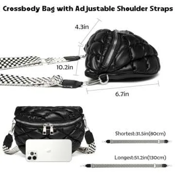 Eslcorri Crossbody Bags for Women - Fashion Sling Purse Shoulder Bag Fanny Pack Leather Causal Chest Bum Bag with Adjustable Wide Strap for Workout Traveling Running Shopping