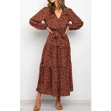 Elegant Women's Fall Casual Dress with Ruffles and Belt