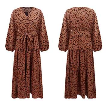 Elegant Women's Fall Casual Dress with Ruffles and Belt