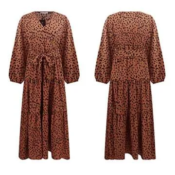 Elegant Women's Fall Casual Dress with Ruffles and Belt