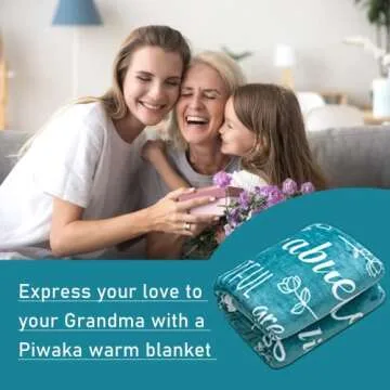 Piwaka Flannel Blanket for Grandma - Purple, Teal, Blue, Red Throw - Personalised Gifts for Grandma - Soft, Cosy Grandma Blanket, Gift Box for Grandmother (Flannel, Teal)