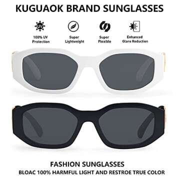 KUGUAOK Irregular Rectangle Sunglasses Women Trendy Design UV Protection Small Sun Glasses