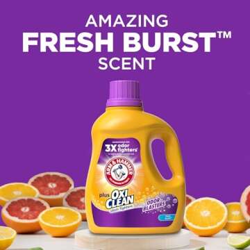 Arm & Hammer Plus OxiClean Odor Blasters Fresh Burst, 128 Loads Liquid Laundry Detergent, 166.5 Fl oz