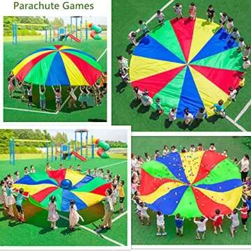 SPINFOX Play Parachute - 6ft with 8 Handles, Multicolored Indoor/Outdoor Kids Exercise Toy