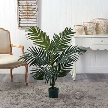 Nearly Natural 5295 4ft. Kentia Palm Silk Tree,Green