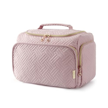 BAGSMART Large Pink Travel Toiletry Bag for Cosmetics
