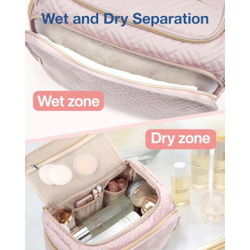 BAGSMART Large Pink Travel Toiletry Bag for Cosmetics