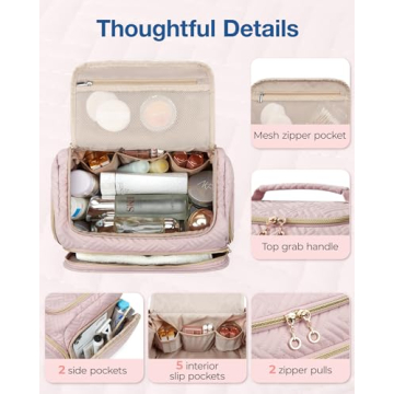 BAGSMART Large Pink Travel Toiletry Bag for Cosmetics