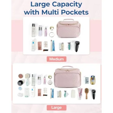 BAGSMART Large Pink Travel Toiletry Bag for Cosmetics
