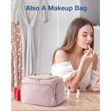 BAGSMART Large Pink Travel Toiletry Bag for Cosmetics