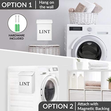 Modern Farmhouse Magnetic Lint Bin for Laundry Room Organization