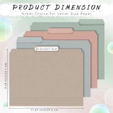 Resholder 96 Pcs Colored Manila File Folders Letter Size Paper File Folders with Labels 9.49 x 11.61 Inch 1/3 Cut Tab File Folders for Office Organizer Dividers Notes (Retro Color)