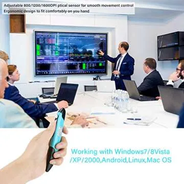 Globalstore 2.4GHz USB Wireless Optical Pocket Pen Mouse - Adjustable 800/1200/1600 DPI Handwriting Smart Mouse for Laptop Android Tablet PC