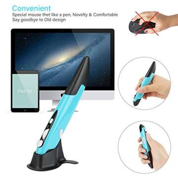 Globalstore 2.4GHz USB Wireless Optical Pocket Pen Mouse - Adjustable 800/1200/1600 DPI Handwriting Smart Mouse for Laptop Android Tablet PC