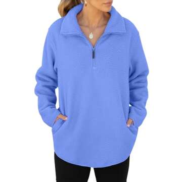 Oversized Fleece Half-Zip Sweatshirt for Women