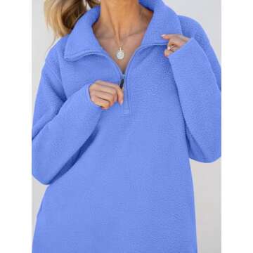 Oversized Fleece Half-Zip Sweatshirt for Women
