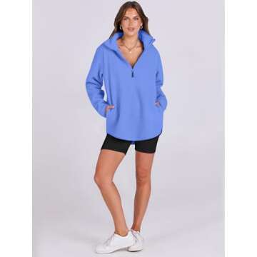 Oversized Fleece Half-Zip Sweatshirt for Women
