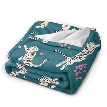 Tiger Throw Blanket Animal Soft Warm Lightweight Flannel Blanket Cozy Fuzzy Plush Bedding ​Blanket...